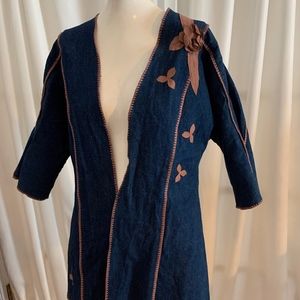 Vintage 60's denim blazer suede detail embroidery